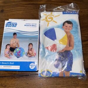 Friendly Critter Beach Ball By Open Water 20"  And INTEX 2004 Beach Ball 20" NIB